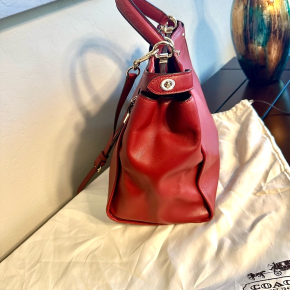 Cranberry Red Coach Satchel w/Wallet - Picture 6 of 14